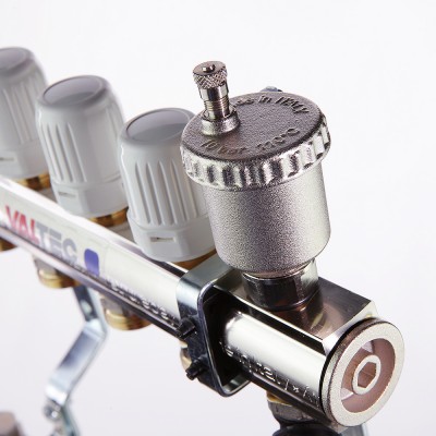 VTc.594.EMNX.0609 Коллекторный блок латунный c термостатическими и балансировочными клапанами Valtec 1", 9 x 3/4", "евроконус"  - Вид №8