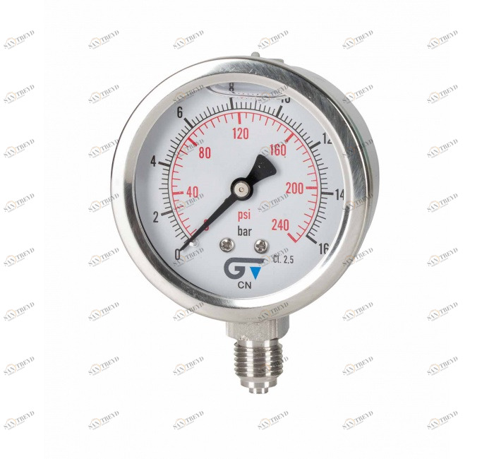 GENEBRE 3814 025 Манометр Ø 63 с глицерином, нижнее соединение, резьба BSP 