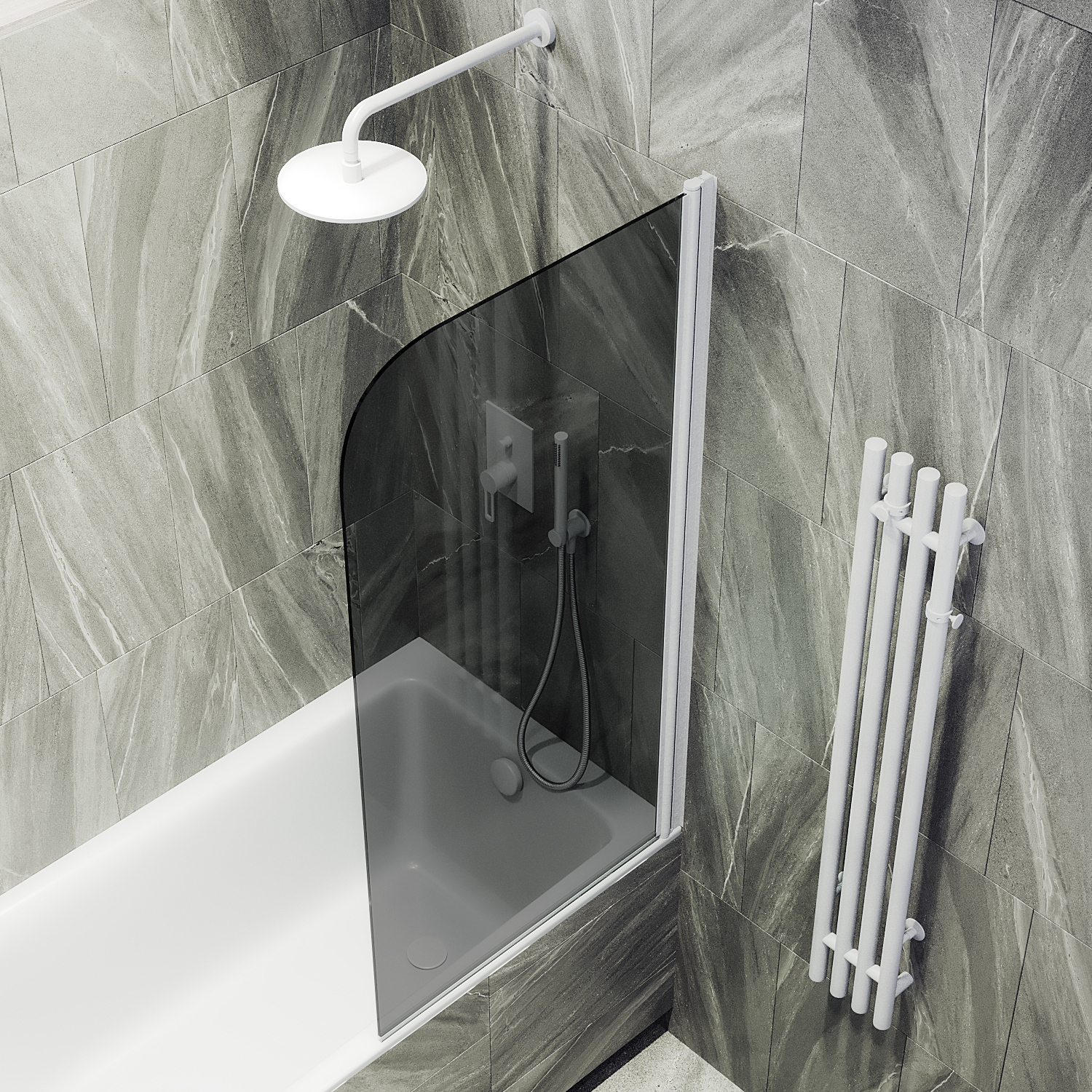 Шторка для ванны поворотная на монопетле ST-623-1 Public Steel