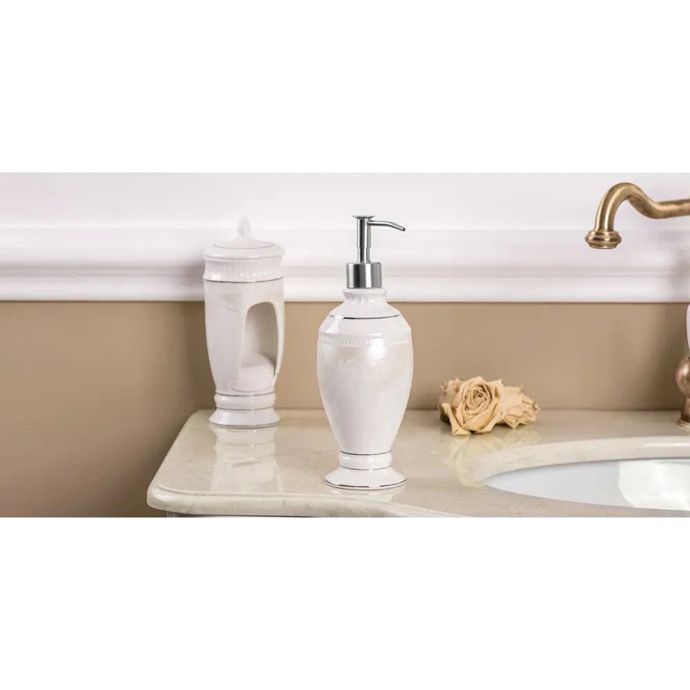 Дозатор для жидкого мыла настольный Wess «Elegance» керамика цвет белый STLM-2179604 - Вид №1