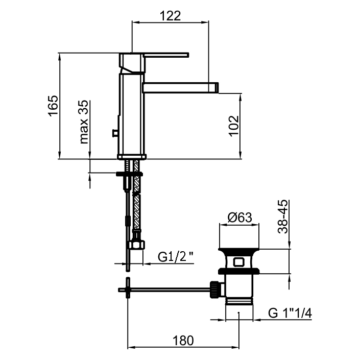 AA830102015 Смеситель для раковины Webert Azeta New  - Вид №2