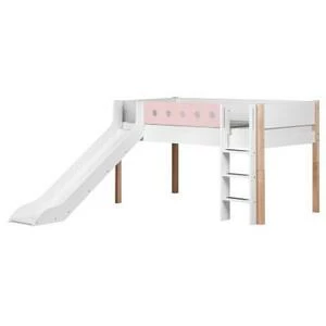 Кровать Flexa White с горкой, 190 см, розовая лакированная