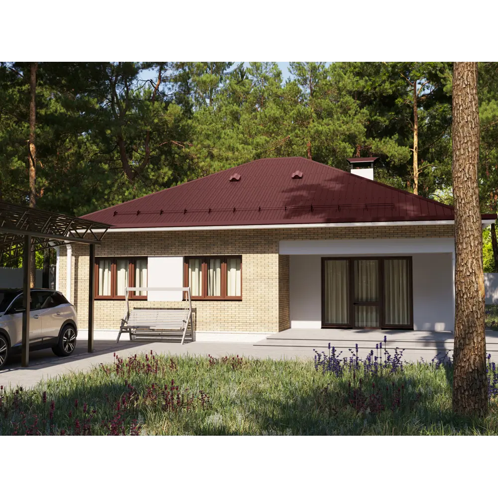 Santreyd Конёк плоский для кровли 2 м красный RAL 3005 84427751 STLM-1394979 - Вид №1