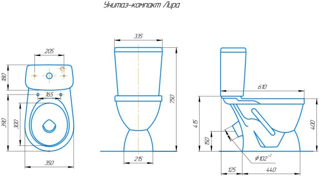 Монро, Унитаз-компакт Компакт унитаз с бачком Белый ROSA ЛИРА Россия - Вид №1