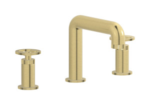 Смеситель для раковины на 3 отверстия с коротким изливом в комплекте с донным клапаном. WE ARE IB b1392is Brushed Pale Gold Bold