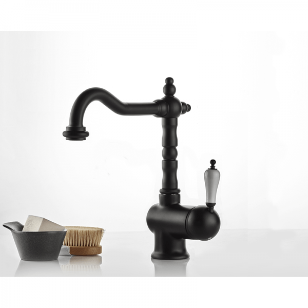 960707 BASIC/PREMIUM Ретро носик 1866 Смеситель для мойки Черный GRB MIXERS  - Вид №2