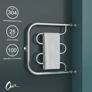 91234761 Полотенцесушитель водяной е-образный Onix Country direct right 50x50 см 3/4" нержавеющая сталь цвет хром STLM-1466598