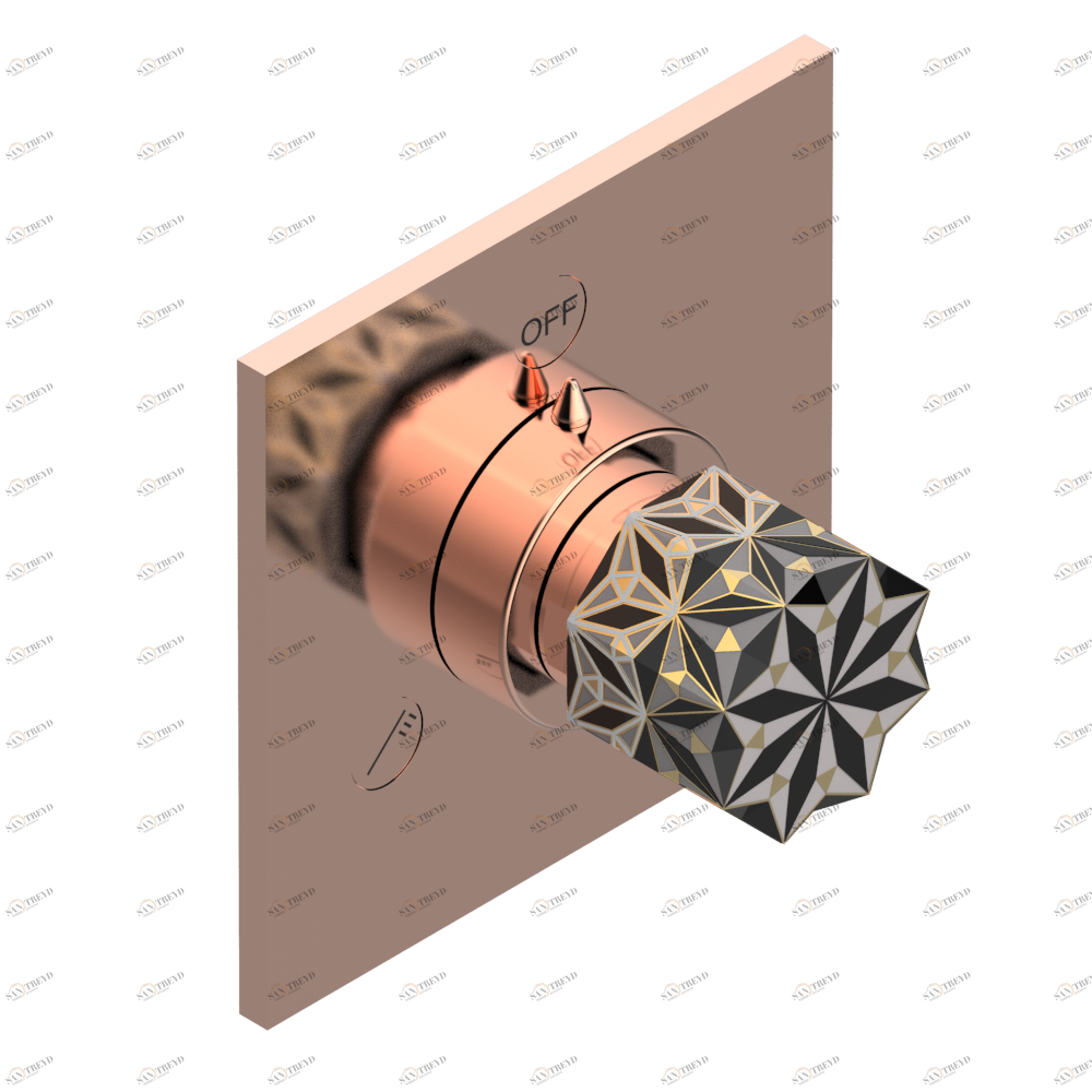 U2P-48M2SB Trim for wall mounted diverter, 2 ways - ref. 48M2 and 3 ways - ref. 49M3 Thg-paris Nihal porcelaine noire Розовое золото U2P-48M2SB CAT.F