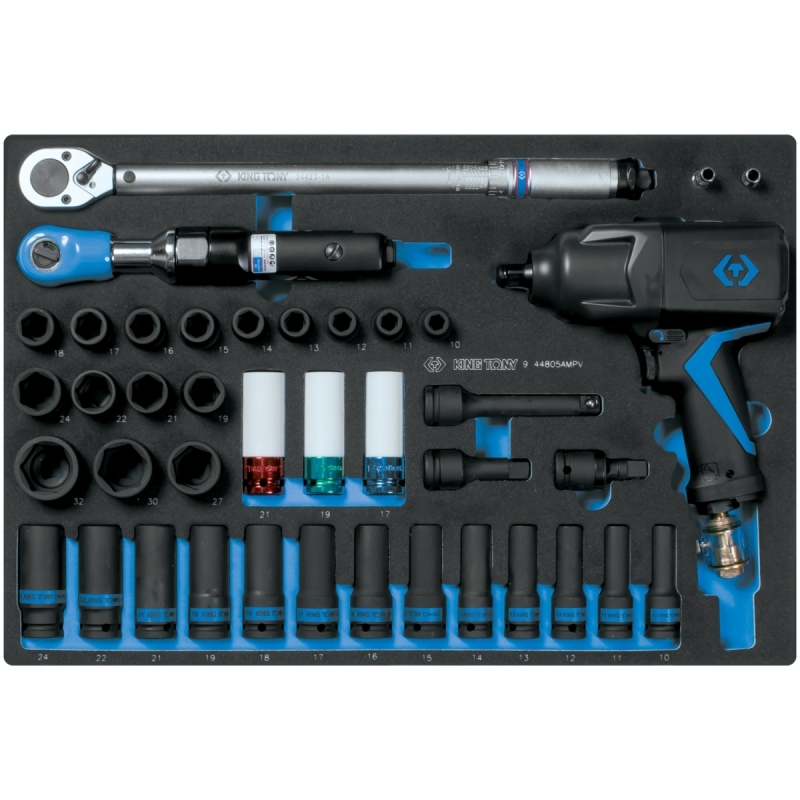 KING TONY Набор пневмоинструмента 1/2 с принадлежностями, ложемент, 41 предмет Верстакофф 9-44805AMPV