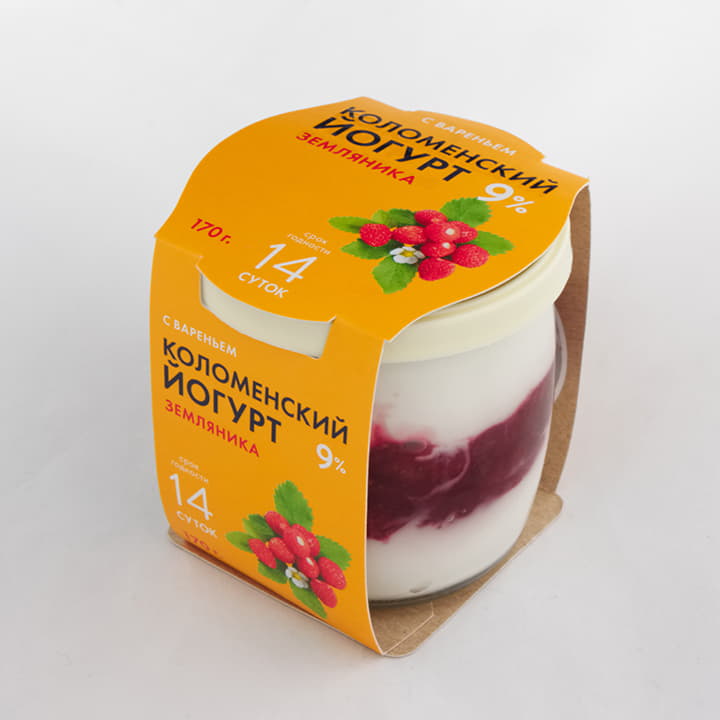 Йогурт Коломенский Земляника из сливок 9% Коломенское молоко 170 г БЗМЖ Santreyd 12257