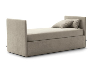 Односпальная кровать с мягким изголовьем