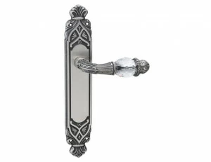 0A3541.000.30 Дверные ручки на пластинах с кристаллами сваровски Античная латунь