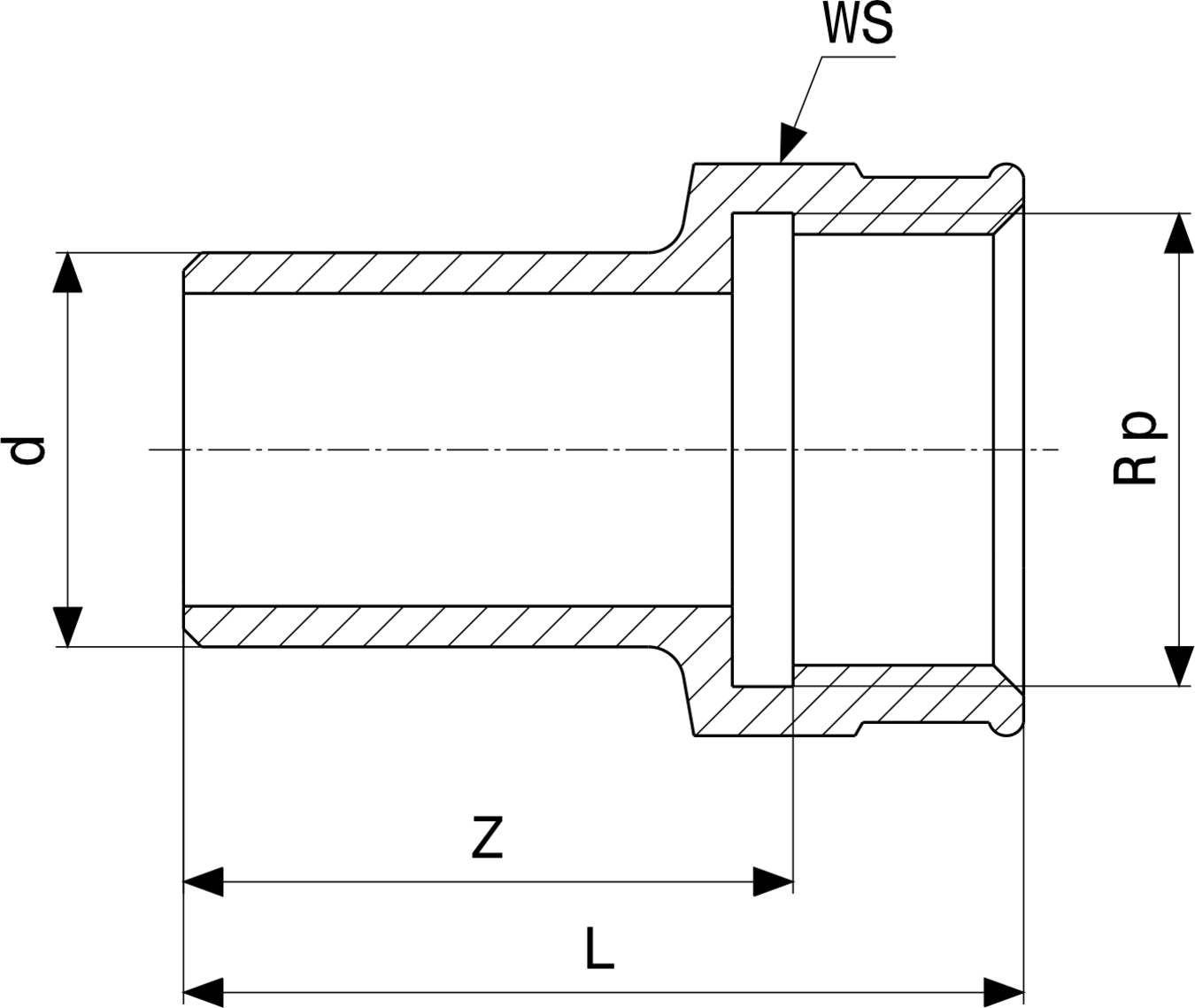 287 108 Модель 2212.1 Трубопроводные системы  Profipress G  Переходники/​переходные угольники Santreyd  - Вид №3