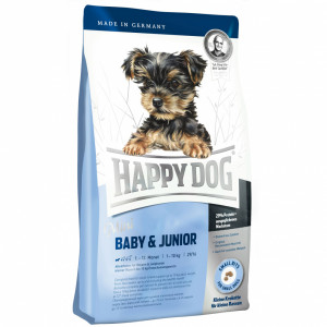УТ0005527 Корм для щенков Puppy, Junior для мелких пород (29/16) Птица, лосось, яйца сух. 1кг HAPPY DOG