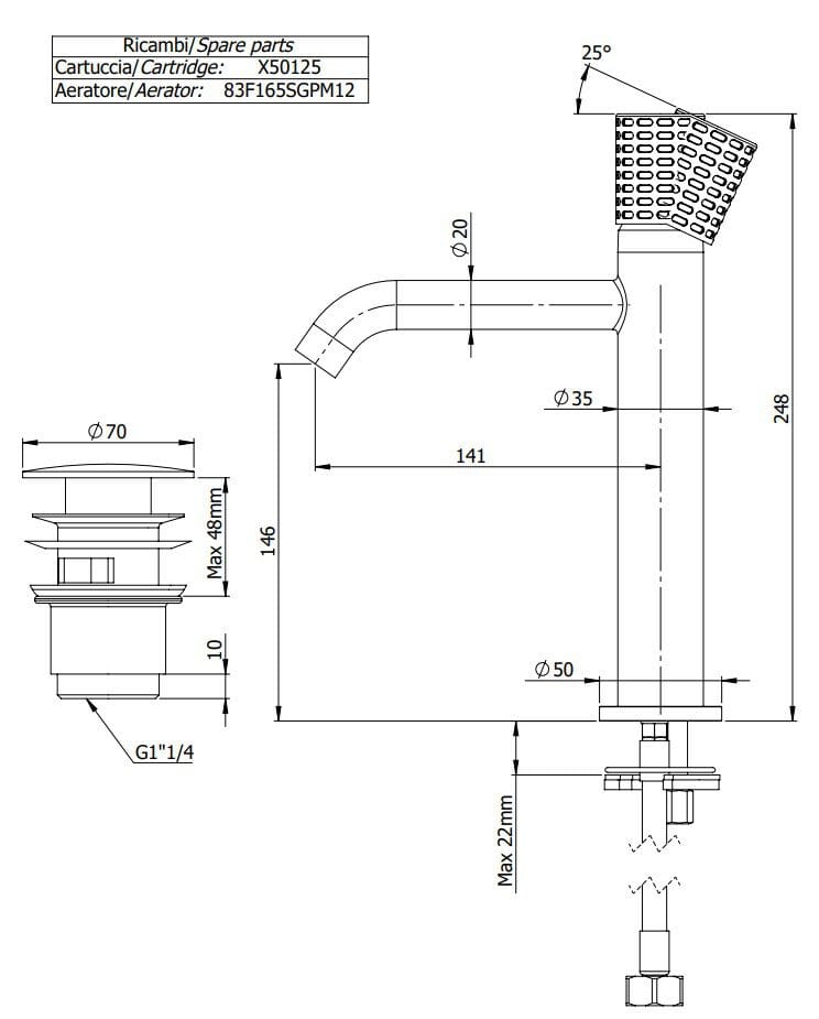 Однорычажный смеситель для раковины Remer Rubinetterie Celebrity ARCH-00070335 - Вид №2