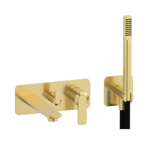 Настенный смеситель для ванны с изливом и отдельным душем WE ARE IB c6498is Brushed Pale Gold C-67