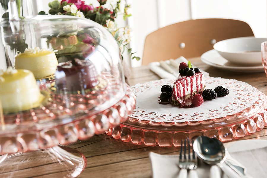 Тортовница круглая 36 см коралловая Tiffany GUZZINI  00-3869855 Красный  - Вид №1