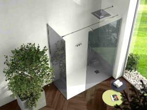 Угловой душ из алюминия и стекла