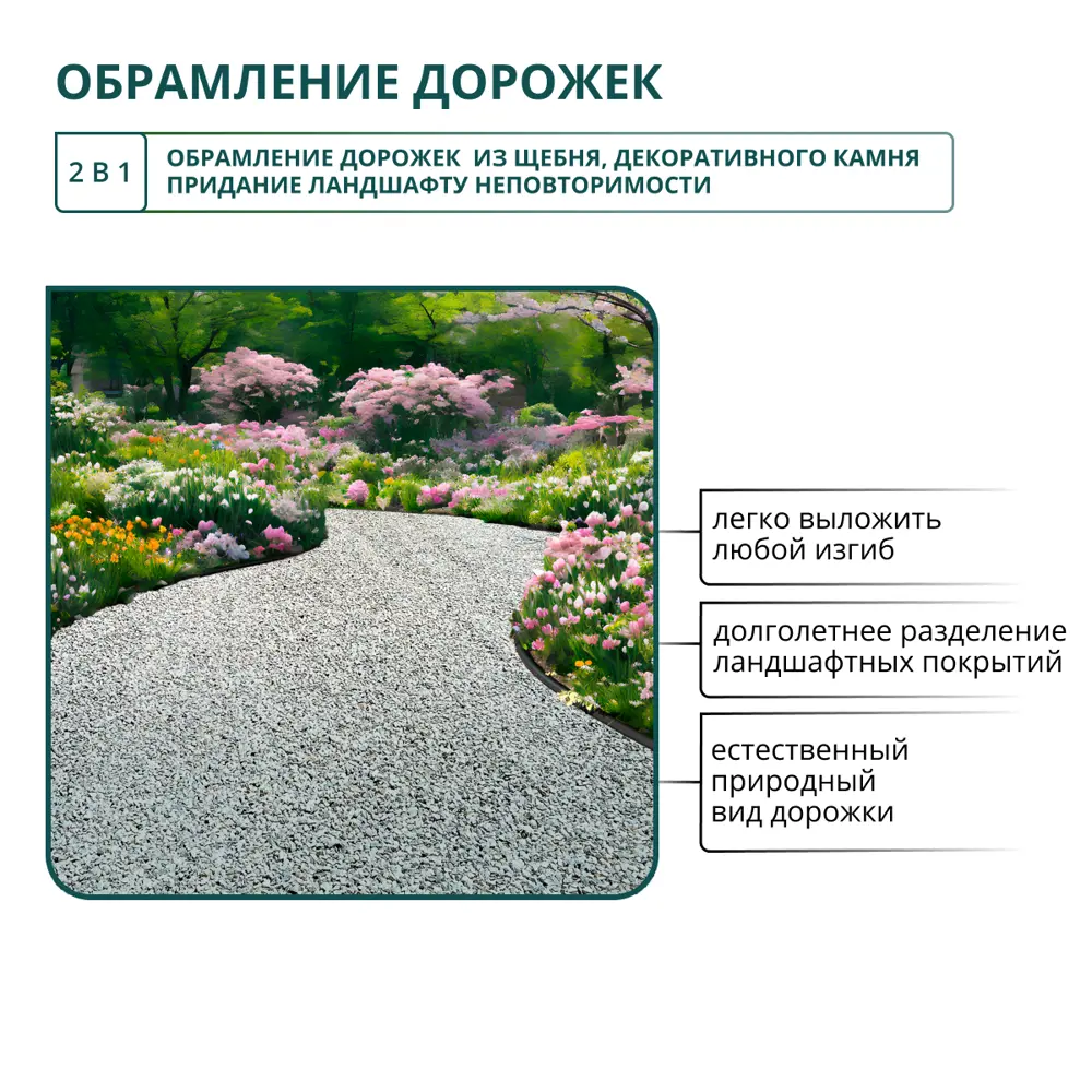 Бордюр садовый BEGINIA 100×10 см черный для грядок и клумб 89415326 STLM-1566567 - Вид №6