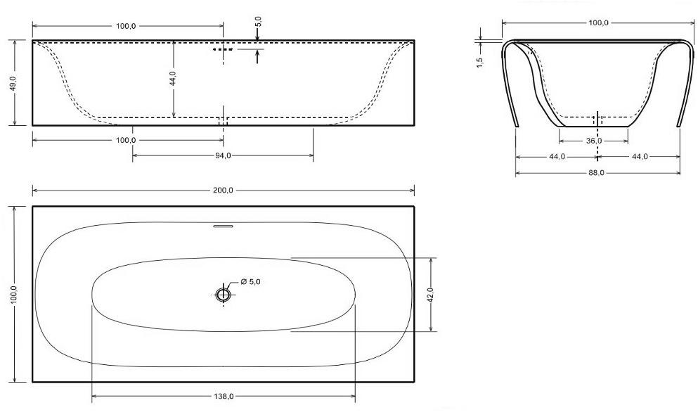 AQUAdesign Отдельностоящая ванна из cristalplant® Strip sun-id-1460496 - Вид №1