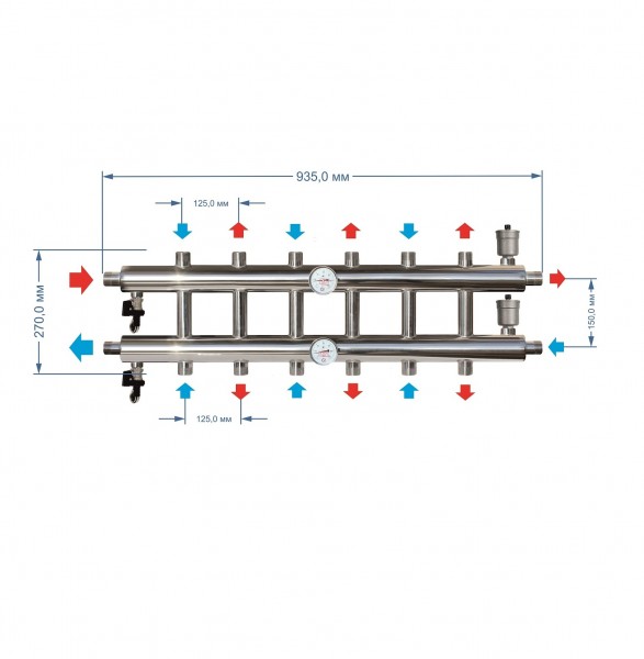 Купить Распределительный коллектор GK 60 кВт, 7 контуров Прокситерм GK257 - Вид №3