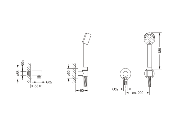 Душевой гарнитур для настенного монтажа JOERGER Charleston Royal 644.13.200.000 - Вид №1