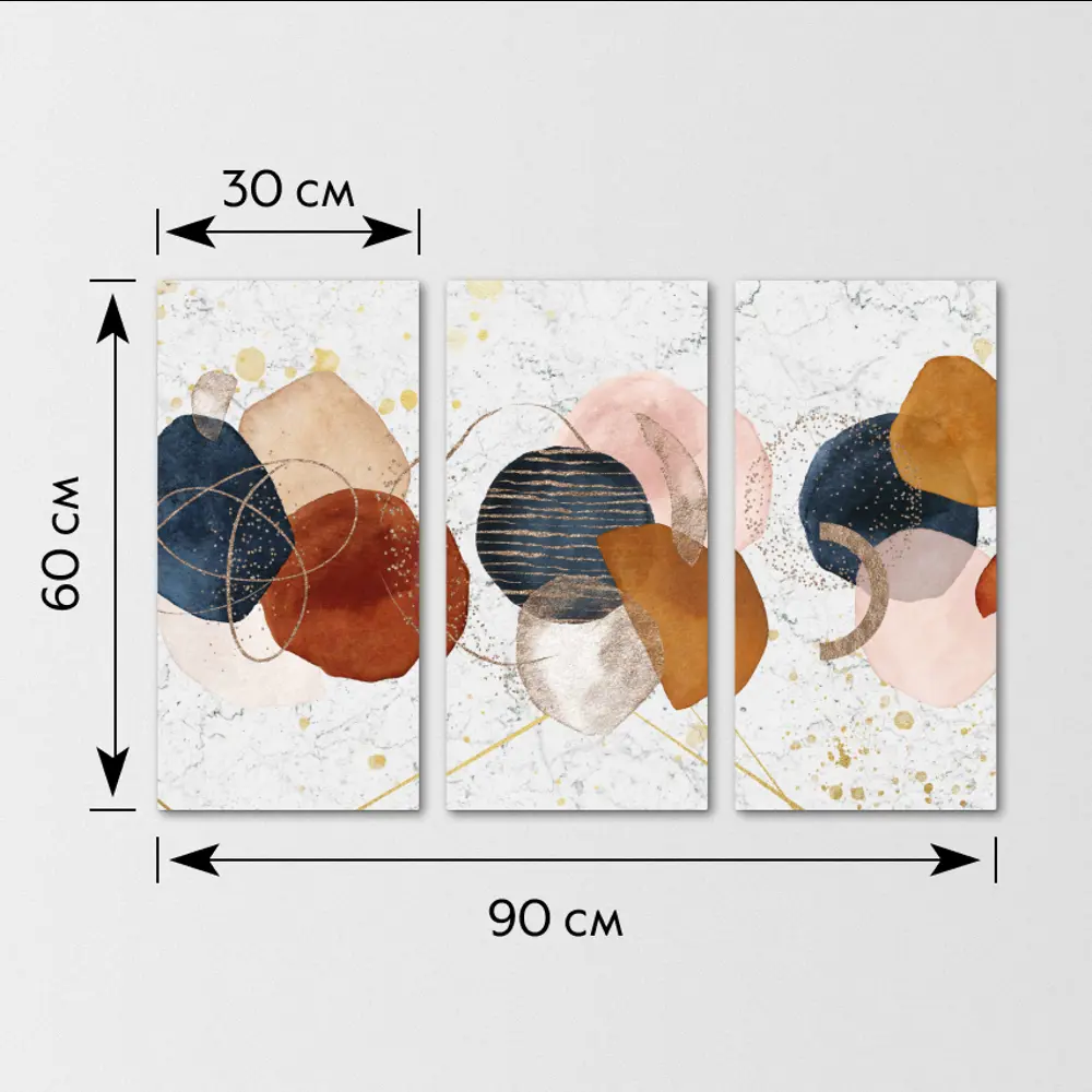 Картина на МДФ Абстракция 30x60 см 3 шт POSTERMARKET STLM-2016284 - Вид №5