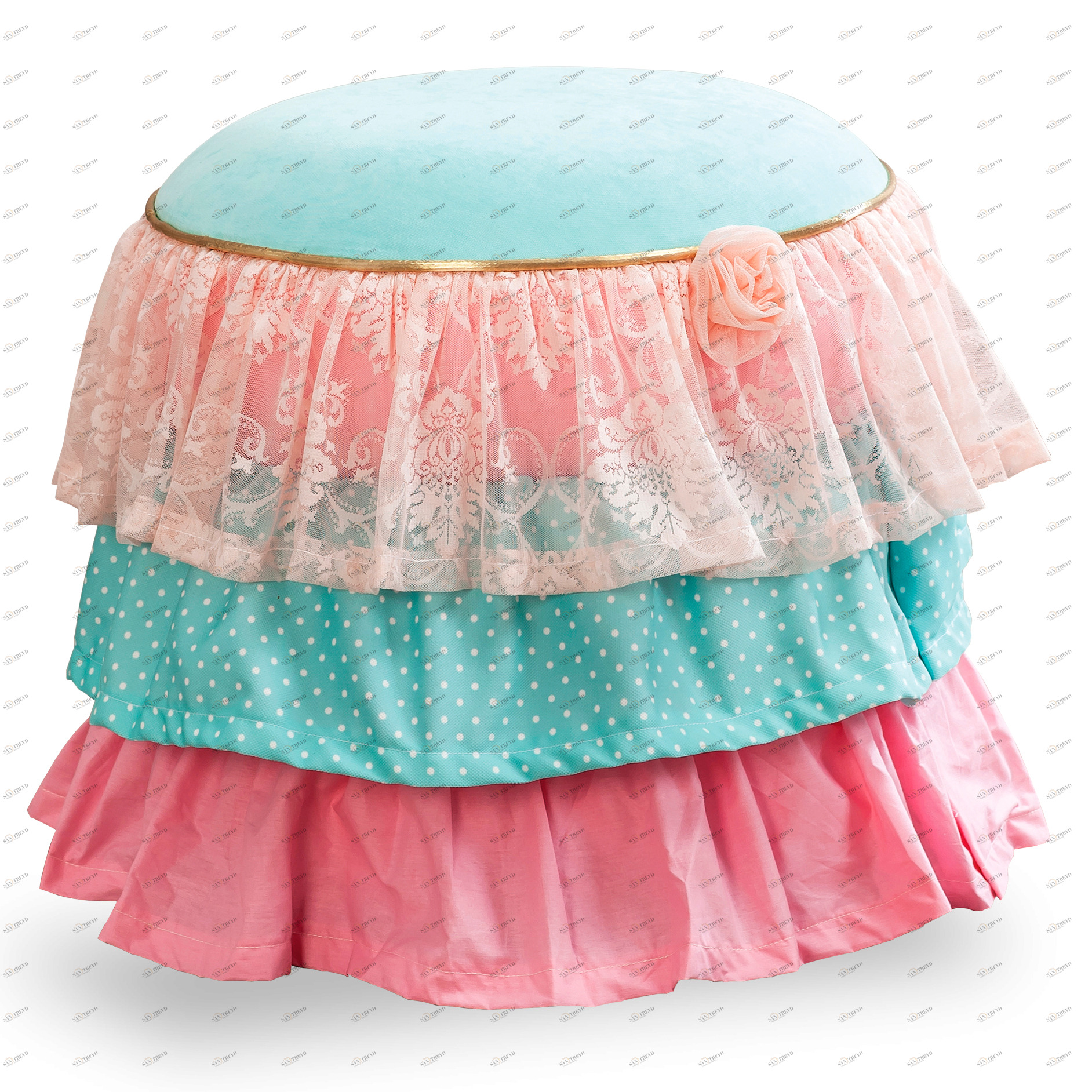 Пуфик детский с оборками Rose CILEK FLORA 00-3832534 Голубой Santreyd