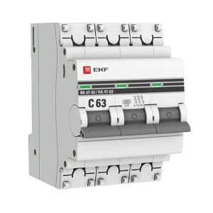 Автоматический выключатель EKF PROxima ВА47-63 3P C63 А 6 кА 82421346 STLM-2100796