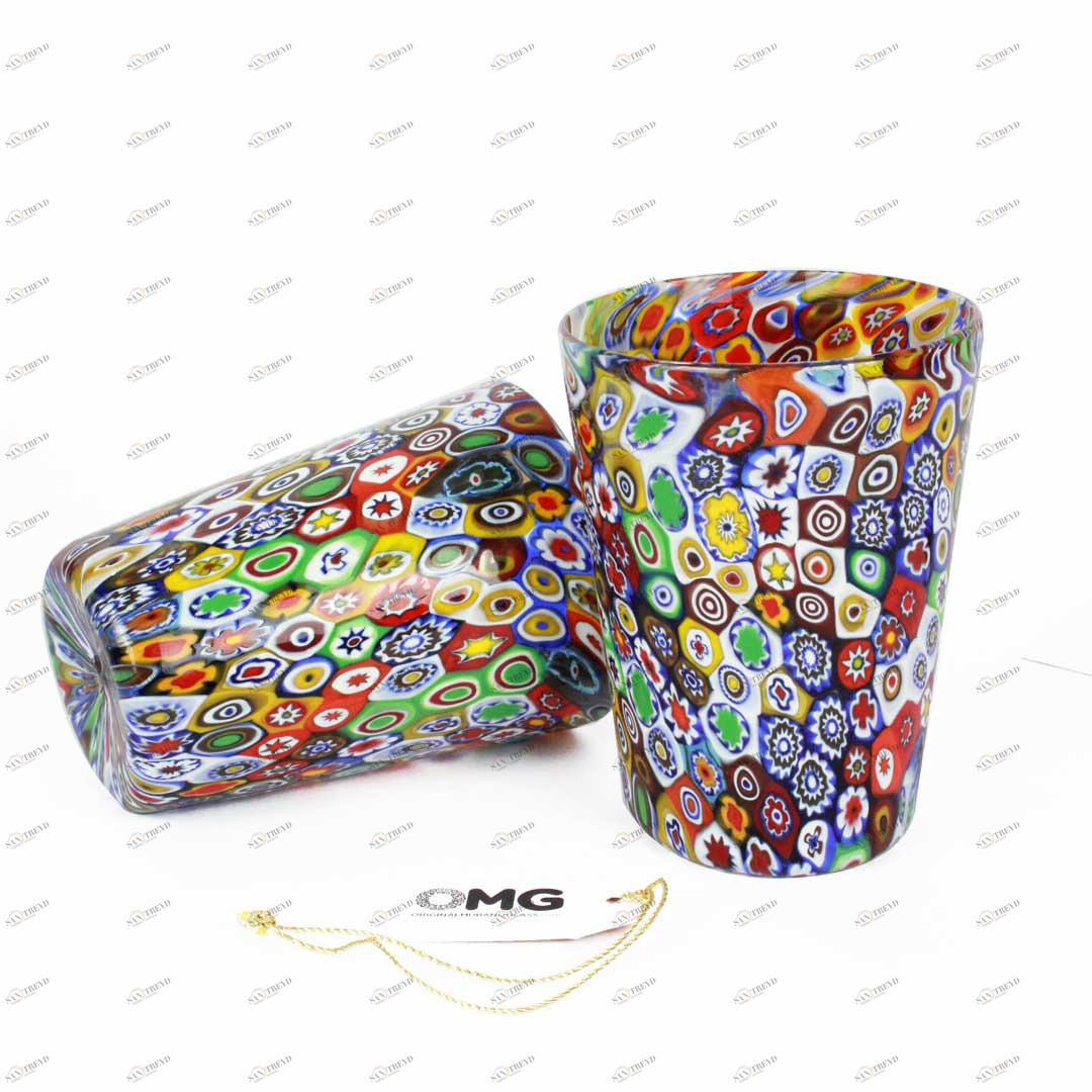 1366 ORIGINALMURANOGLASS Набор из 2 стаканов Гото Миллефиори - Millefiori Goto in Murrine - муранское стекло 5 см 
