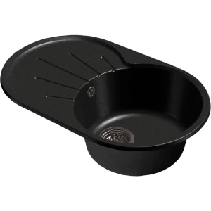 91826416 Мойка для кухни врезная Santrek ROUND SA-R750 45.5x74.6 см глубина чаши 20 см искусственный камень цвет черный STLM-1483219