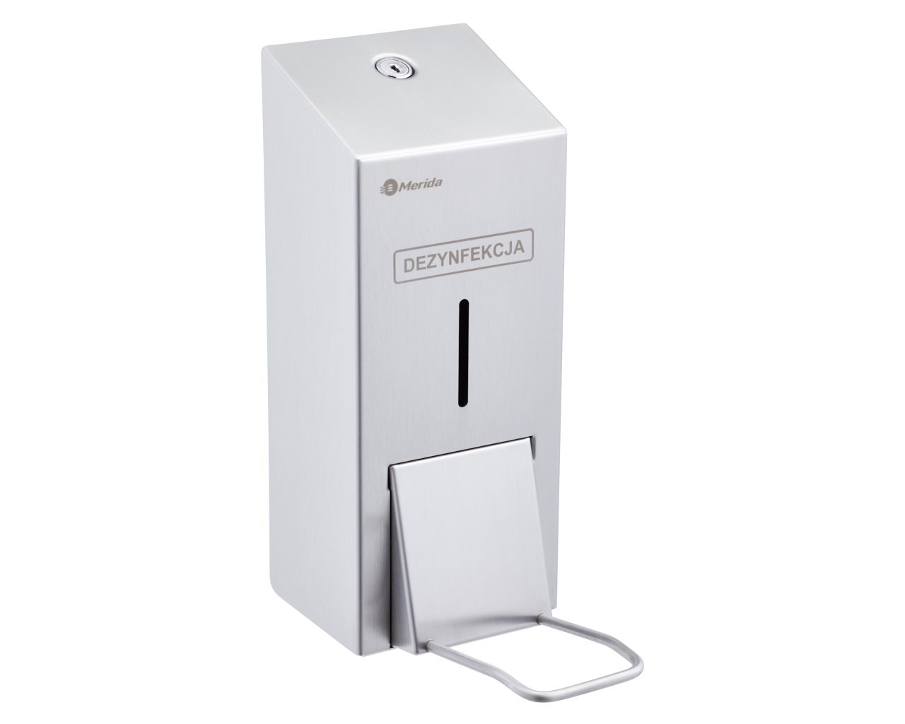 DSM417 Дозатор геля или дезинфицирующего средства для одноразовых картриджей 1000 мл с угловой кнопкой STELLA матовая сталь Merida 