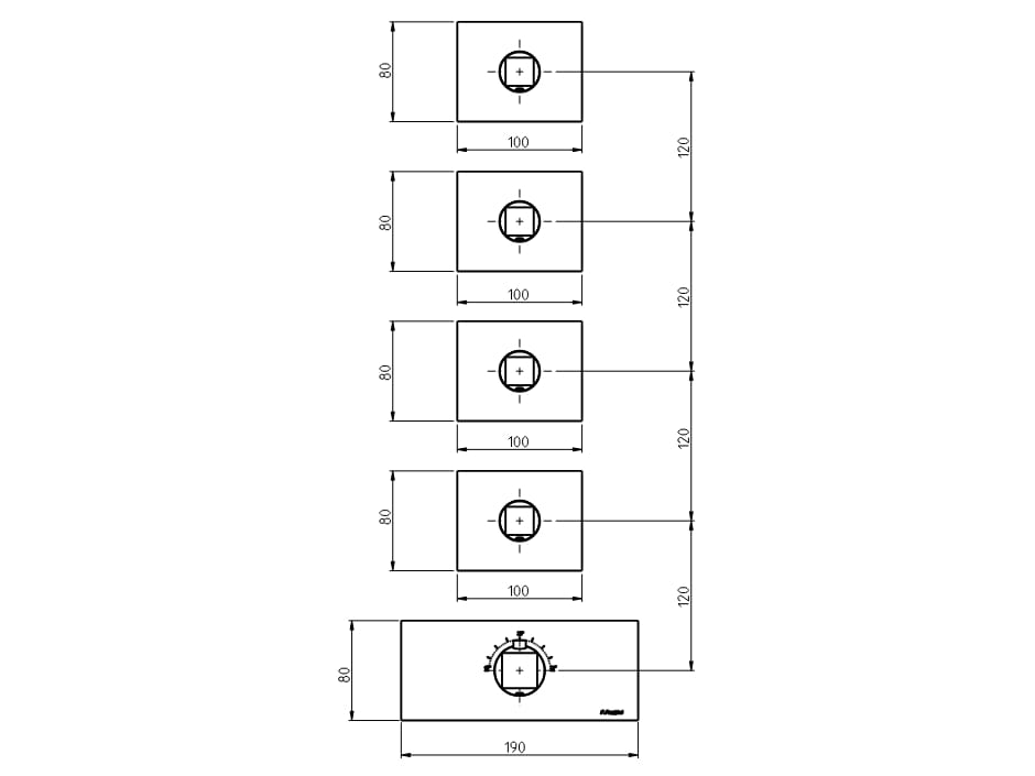 Термостатический смеситель для душа из нержавеющей стали с 5 отверстиями Rubinetterie Frattini Aline ARCH-00103327 - Вид №2