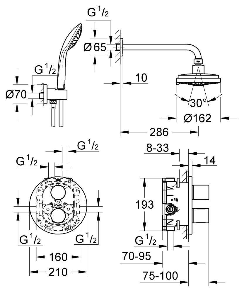 34399000 Душевая система Grohe Grohtherm 3000 Cosmopolitan хром - Вид №1