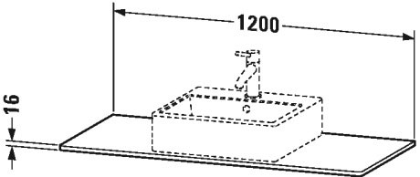 XS060F00909 Консоль XSquare #XS060F 1200 x 550 мм Светло-голубой матовый декор Duravit - Вид №1