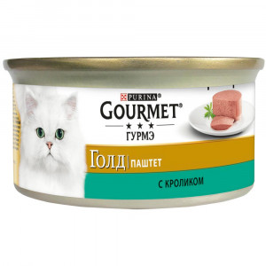ПР0018395 Корм для кошек Голд Паштет с кроликом, банка 85 г Gourmet