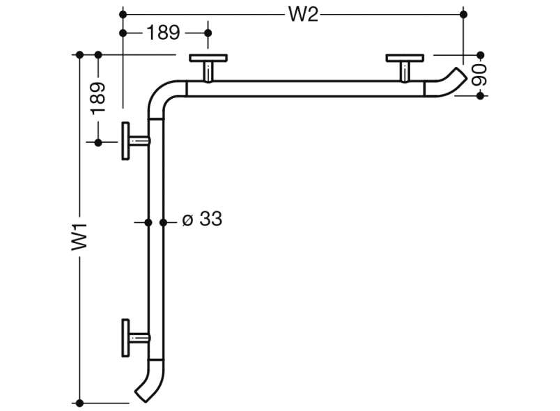 950.35.1S90 Поручни для душа и ванны, специальные длины HEWI Greifen  - Вид №1