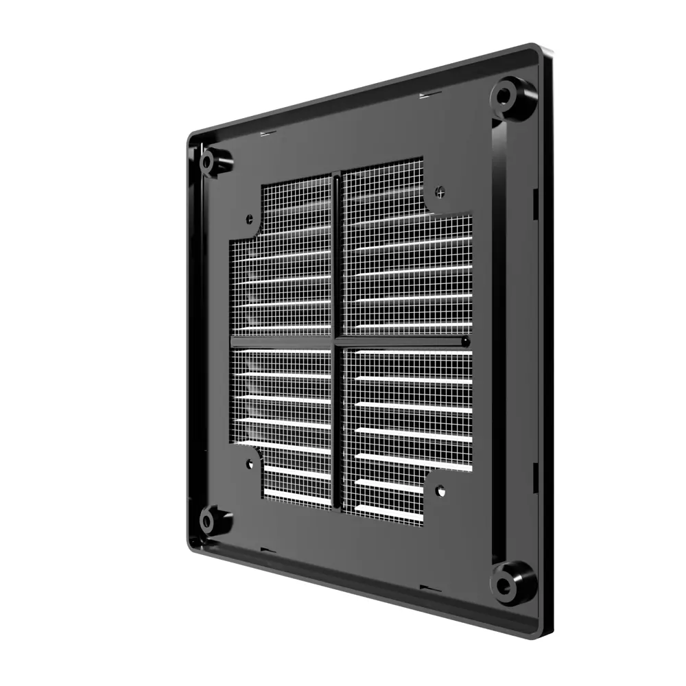 Вентиляционная решетка с сеткой Era Р 150x150 мм пластик цвет черный STLM-2106247 - Вид №1