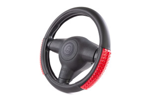 15951608 Оплетка руля экокожа AP-1947 BK RD M AUTOPROFI