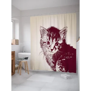 93782451 Штора для ванной JoyArty Мяукающее чудо из ткани, 180x200 см с крючками STLM-1374337