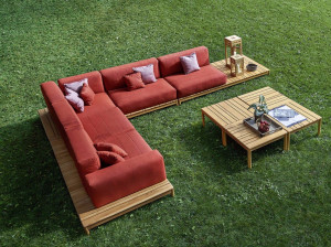 Угловой садовый диван из ткани