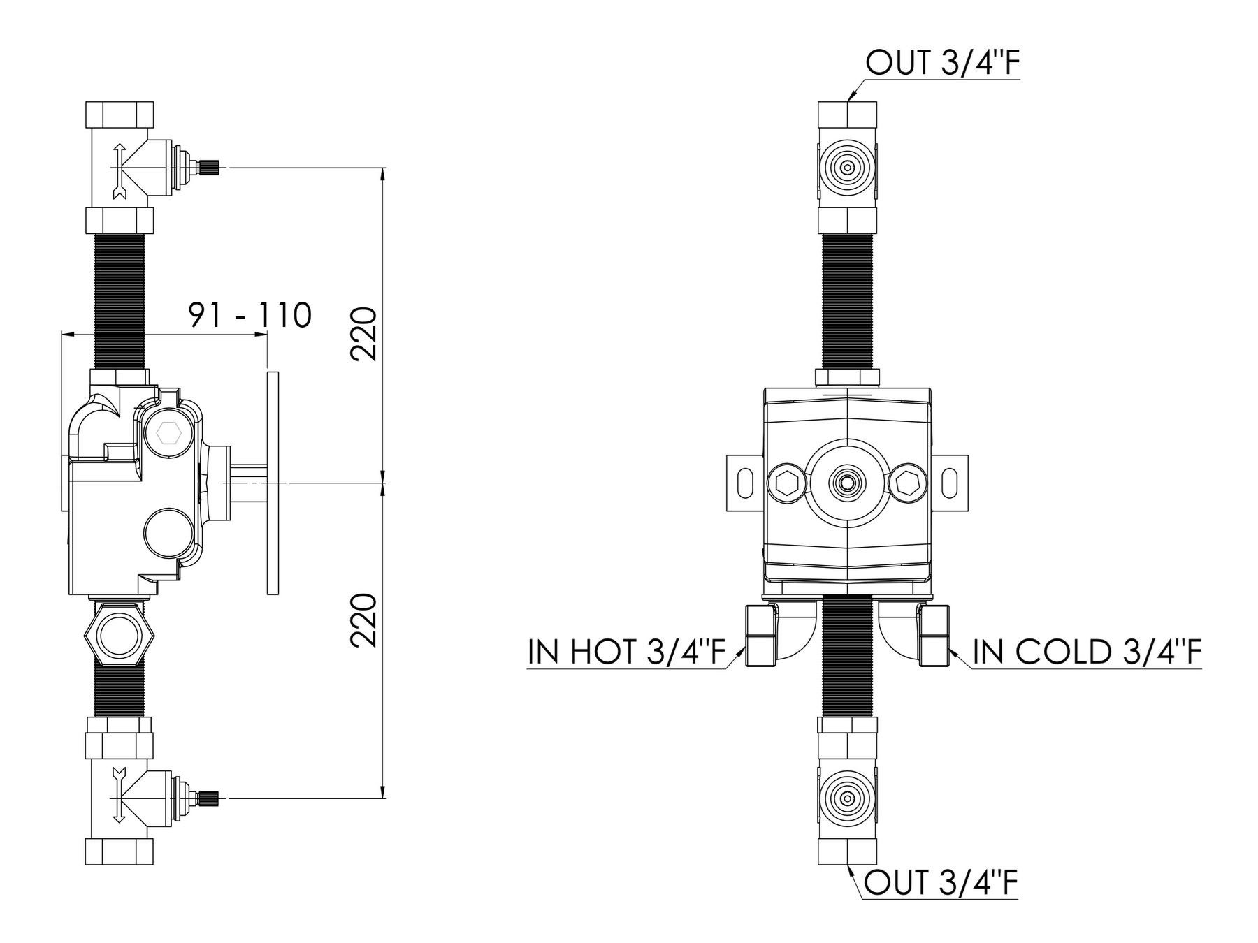 Смеситель для душа с 3 отверстиями rvb FLAMANT BUTLER ARCH-00051678 - Вид №2