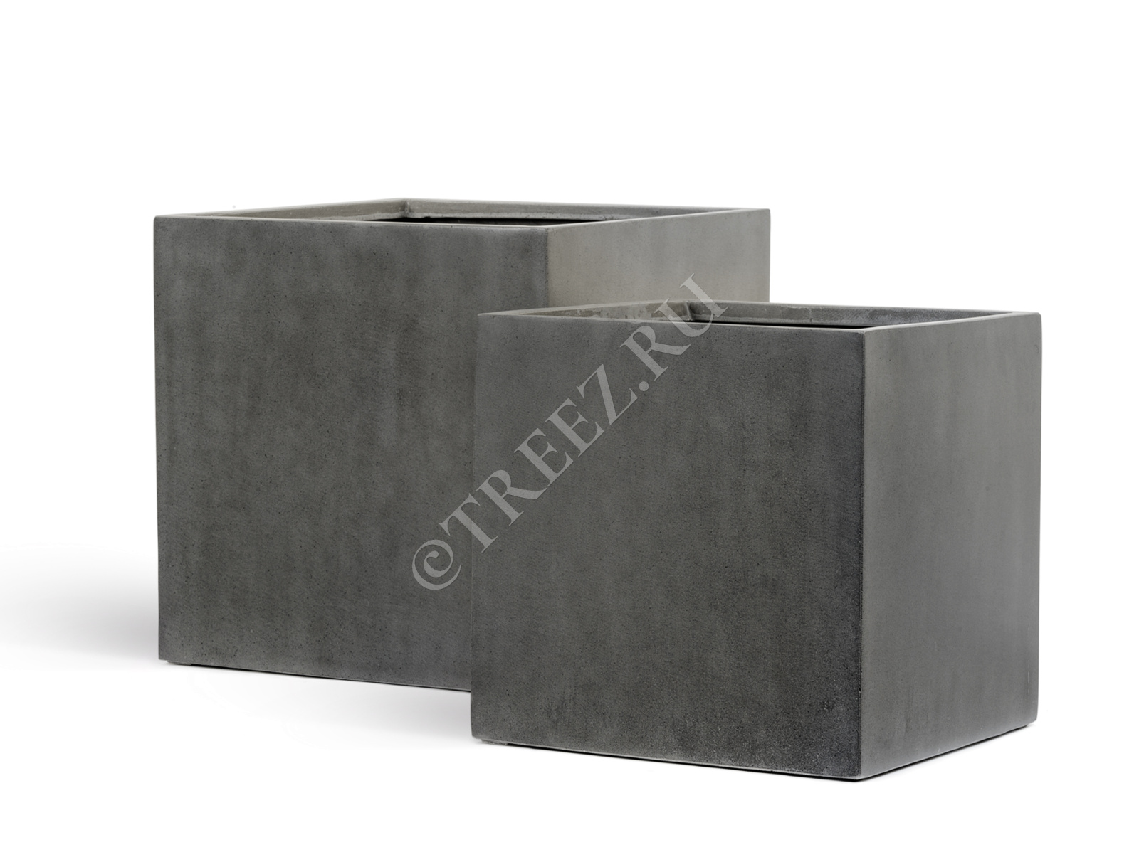41.3317-02-005-GR/XL-60 Кашпо  Effectory - серия Beton - Куб (без вставок) - Тёмно-серый бетон Цветочная коллекция  - Вид №3