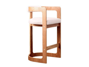 Деревянный мягкий барный стул с подставкой для ног