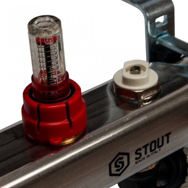 Коллектор из нерж. стали на 3 вых. с расходомерами, сливом и клапаном STOUT SMS0927000003 - Вид №1