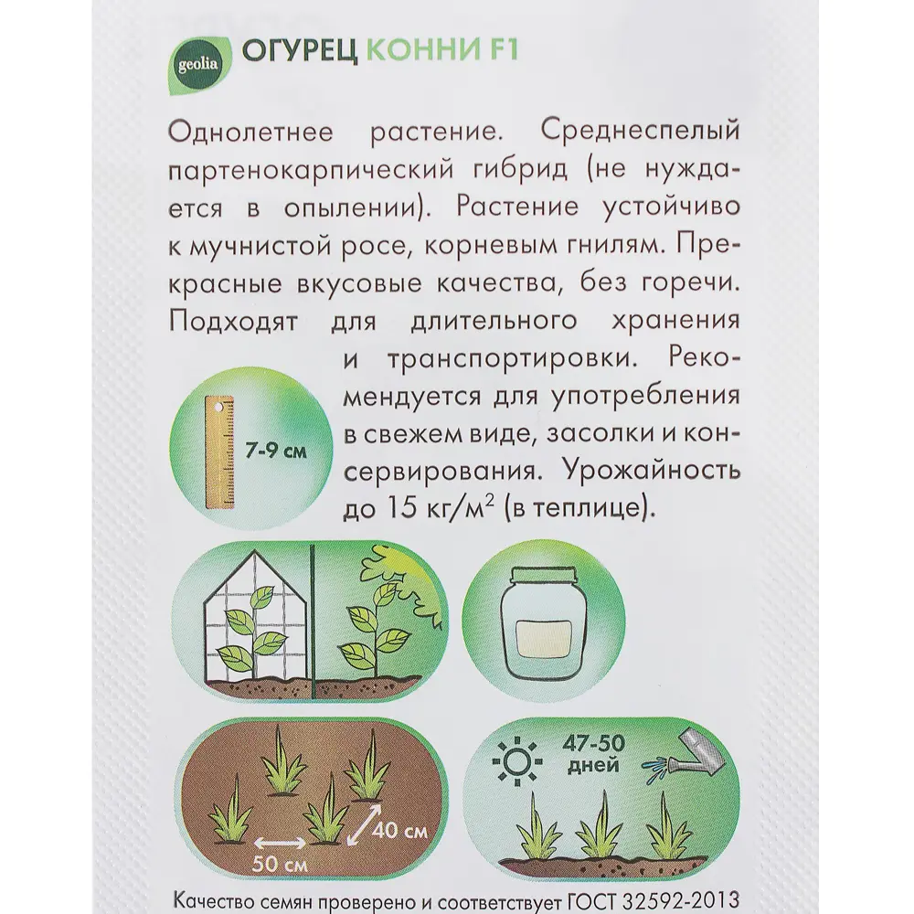 Семена огурцов GEOLIA Конни - ранний урожайный гибрид 17584807 STLM-0008326 - Вид №2