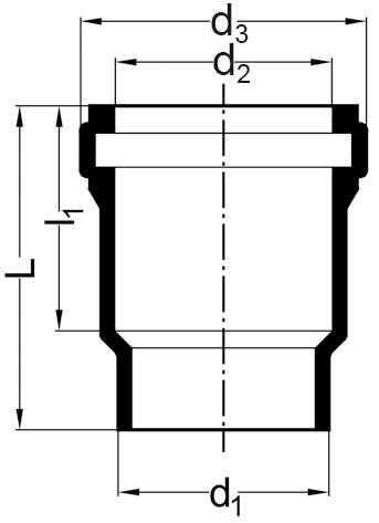 SANIT 221453020100016 Раструбные гнездо, PE-стекание, с прокладкой и крышкой  - Вид №1