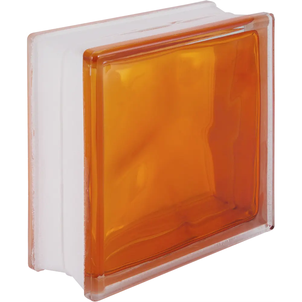 Стеклоблок Волна цвет ярко-оранжевый полуматовый VITRABLOCK STLM-2006227
