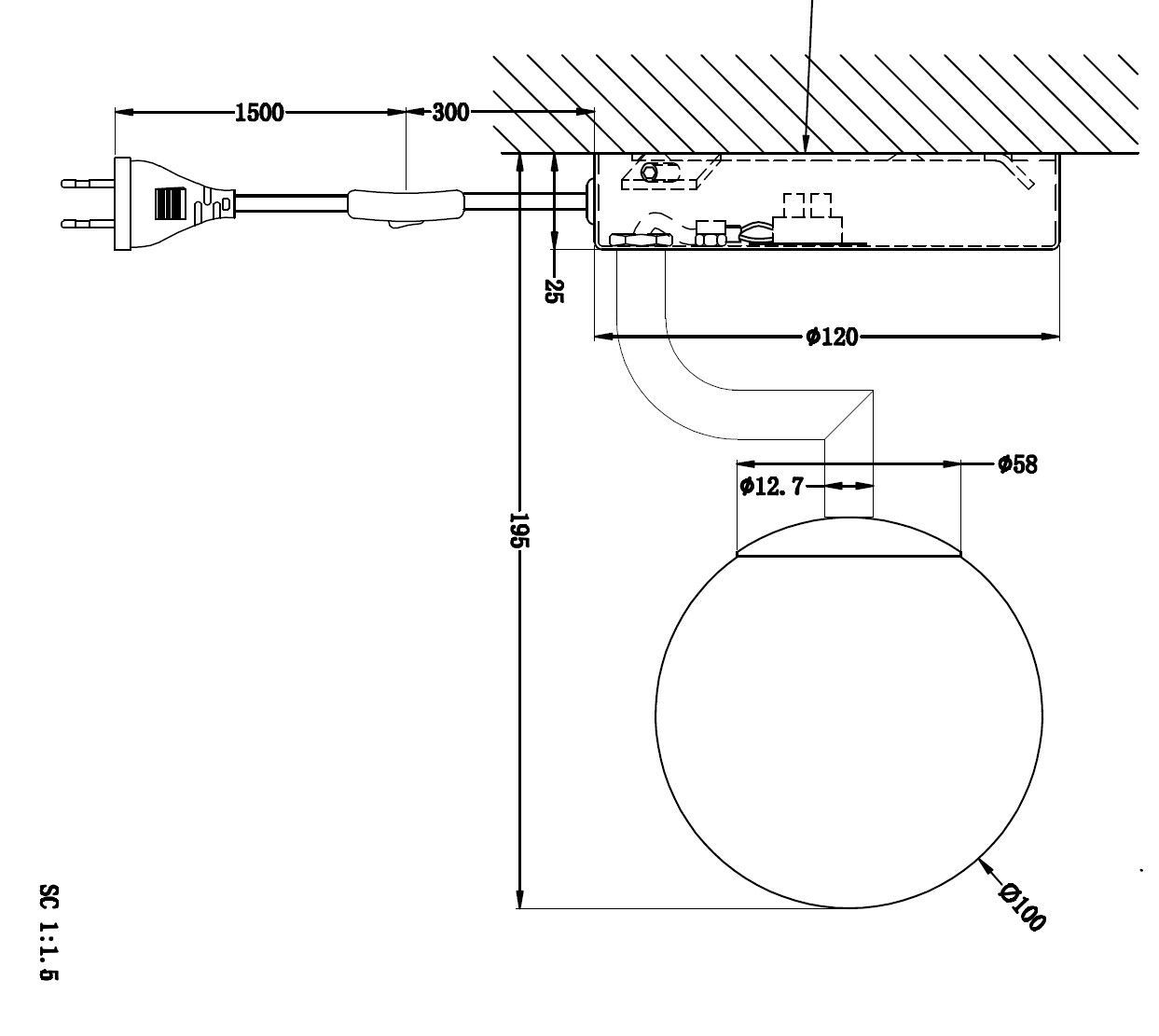 Настенный светильник из металла и опалового стекла Pholc Mobil ARCH-00145352 - Вид №3