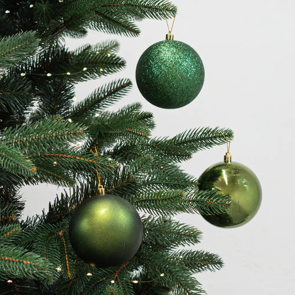 Набор елочных шаров KREAFORTA зеленые с блестками 8 шт. ø10 см 89420546 STLM-1580058 - Вид №1